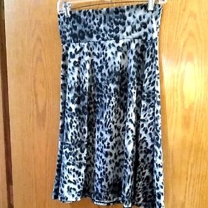 Leopard Print Women's Skirt - Black and Gray